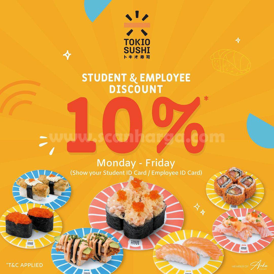 Promo TOKIO SUSHI Paket Pelajar & Karyawan Diskon 10%