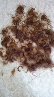 my long golden hair lying on the floor after a good haircut