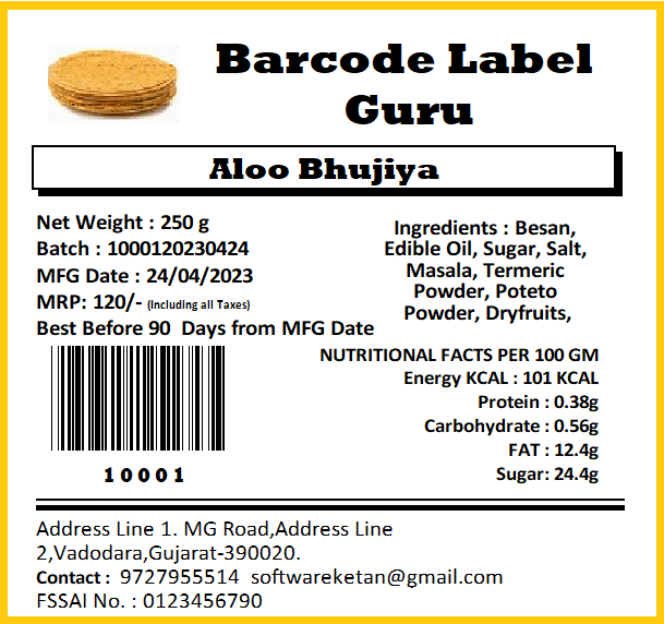 Free Food Label Packing Barocde Labels List of Templates