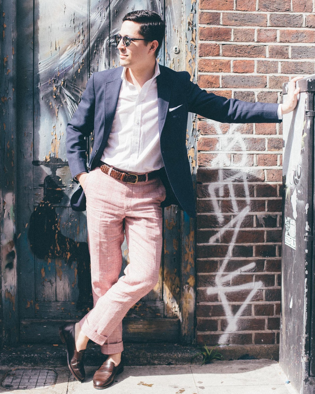 Scabal Blazer, Turnbull Asser Shirt, SuitSupply pants, Crockett Jones Belt Shoes, Cordovan, Oliver Peoples, Omega Watch, Cordovan