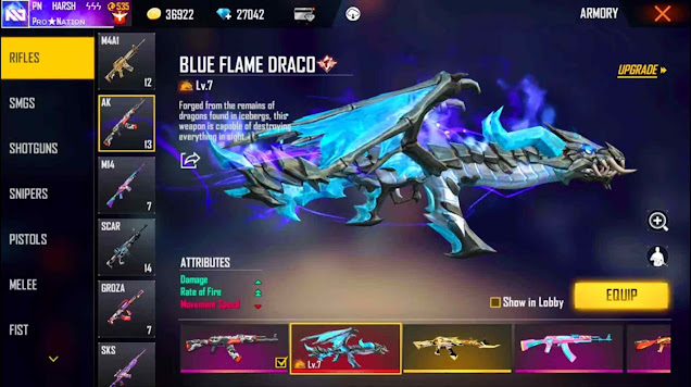 Free Fire Rare Weapon