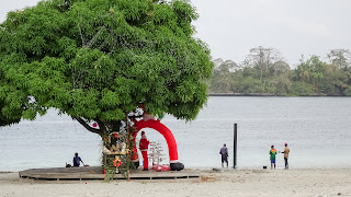 Huge tree with santa clause in Equatorial Guinea