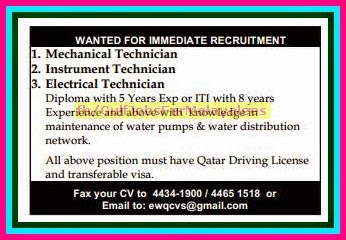 Immediate Job Requirement for Qatar