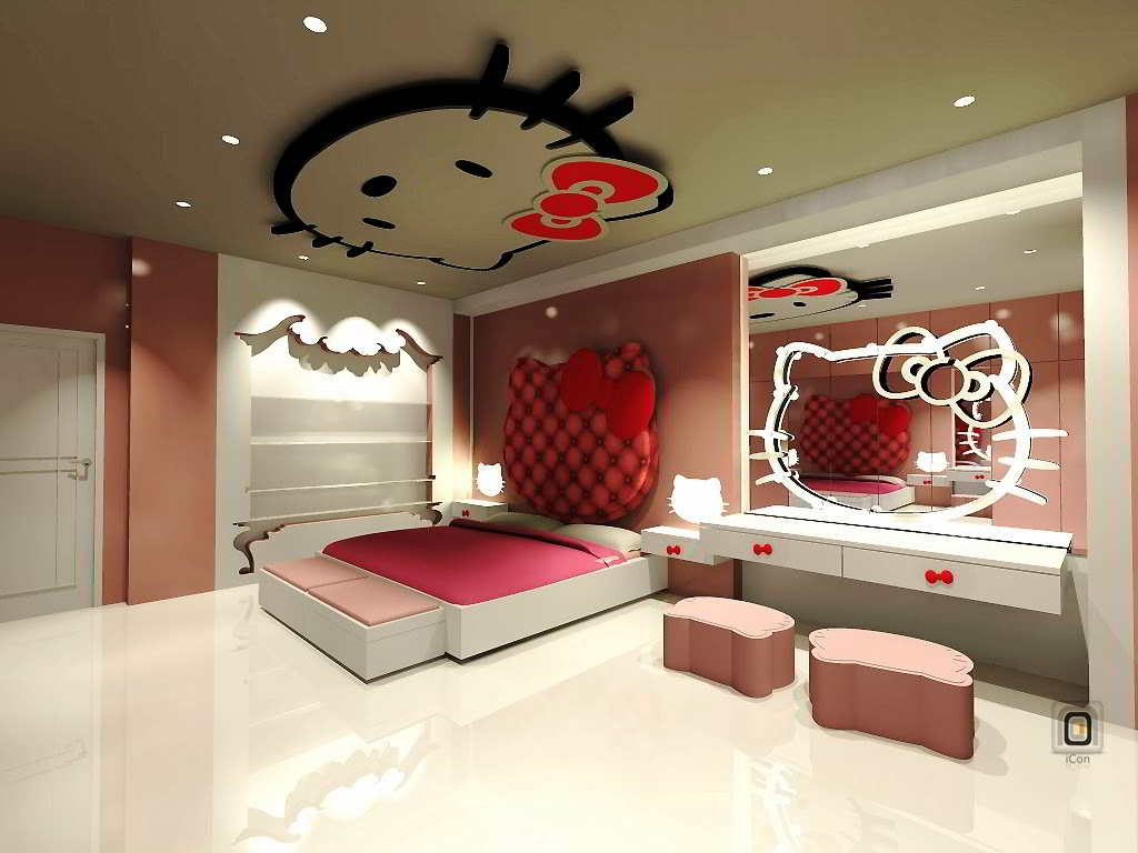 23 desain wallpaper  kamar  hello  kitty  sederhana anak 