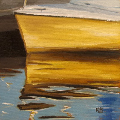 Yellow Sailboat Reflections Oil Painting by Kerri Settle