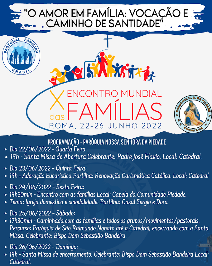 Pastoral Familiar de Coroatá celebra o X Encontro Mundial das Famílias com uma semana de programação