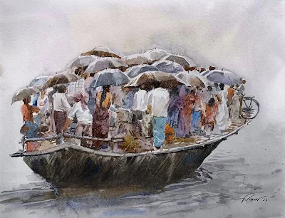 Rainy day painting Bikas Kundu