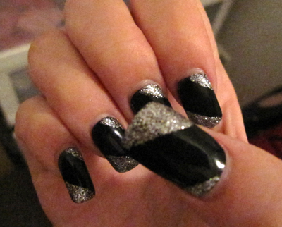 silver and black nails