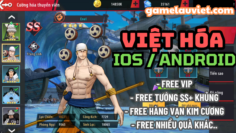 Game lậu IOS One Piece Nika Việt hóa Free VIP tướng khủng (và Android)