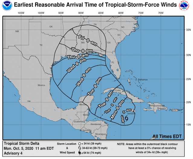 Hurricane Delta Landfall time NOAA