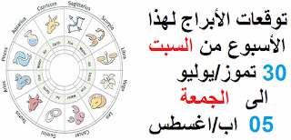 توقعات الأبراج لهذا الأسبوع من السبت 30 تموز/يوليو الى الجمعة 05 اب/اغسطس 2016