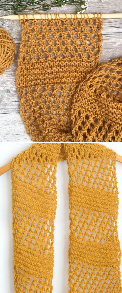 How to Knit Easy Summer Honeycombs Scarf - Tutorial