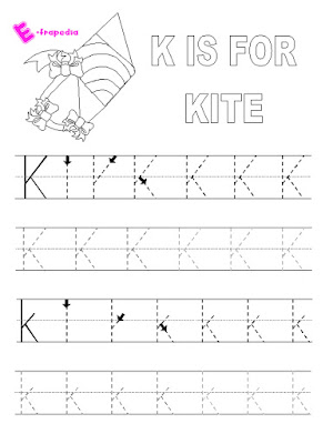 Letter K writing practice worksheet series of handwriting alphabet