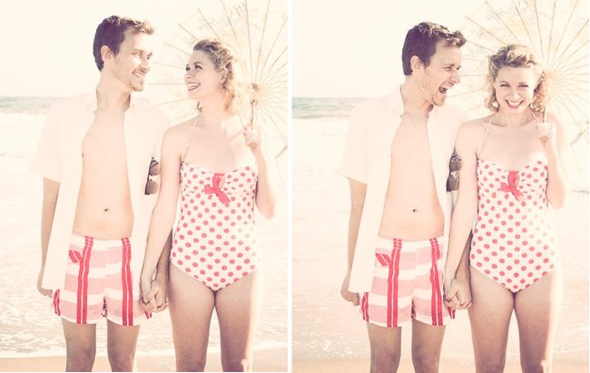 vintage beach engagement photos