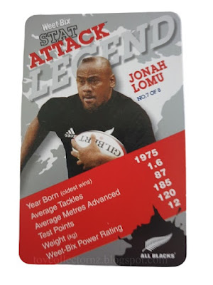 Weetbix Cards 2007 Stat Attack All Blacks Rugby Legend Card #7 Jonah Lomu