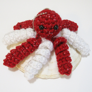 Red & White handmade octopus Christmas decoration