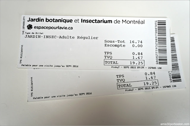 Entradas del Jardín Botánico de Montreal