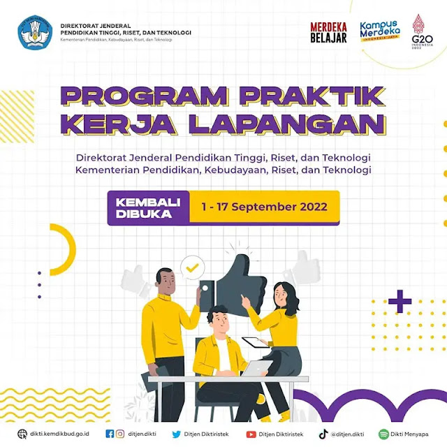 Pendaftaran Program Praktik Kerja Lapangan  Pendaftaran Program Praktik Kerja Lapangan (PKL) Ditjen Diktiristek 2022 Untuk Mahasiswa Aktif