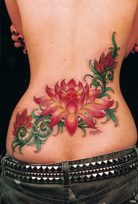 Women Lower Back Flower Tattoos, Amazing Women Lower Hip Flower Tattoos, Fascinating Flower Back Women Tattoo, Women, Flower, Artist,