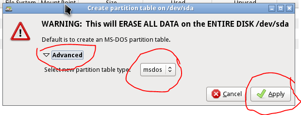 Create Partition table