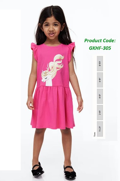 H&M 100% Cotton Girl's Frock (Pink)