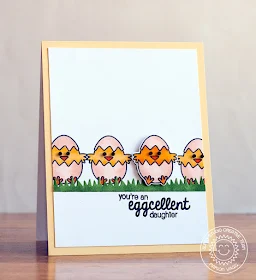 Sunny Studio:  A Good Egg Eggcellent Daughter Chick card by Marion Vagg.