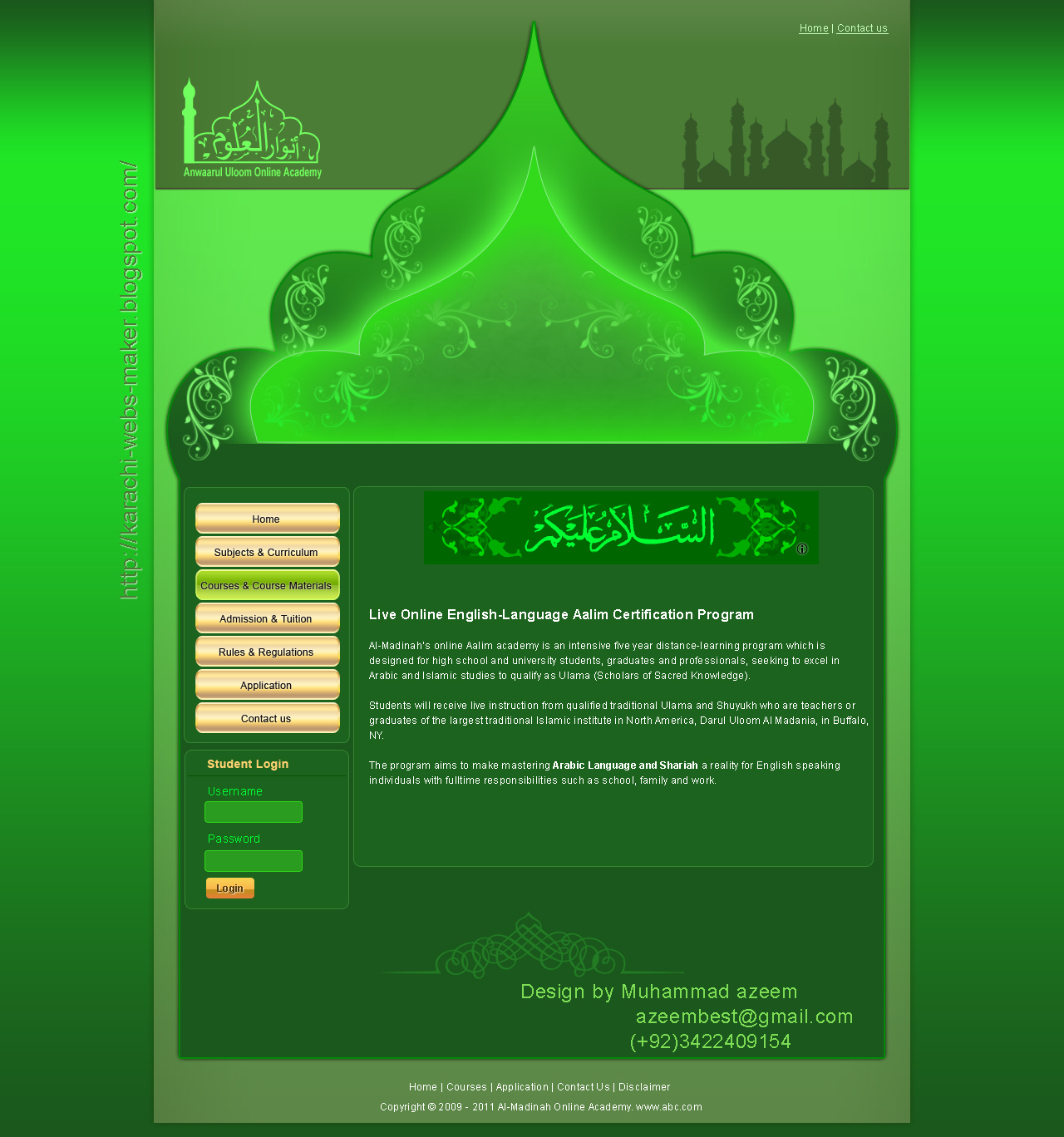 Call Text WhatsApp to Web Design 03422409154 Islamic web 