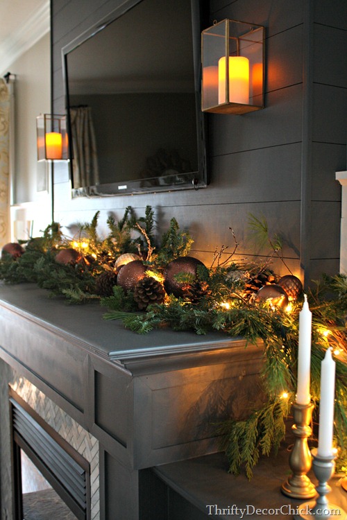 Christmas mantel real greenery