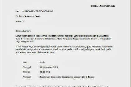 Contoh Surat Undangan Seminar Untuk Dosen