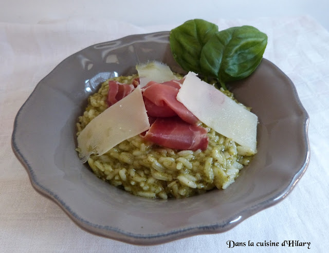 Risotto au pesto et son jambon cru