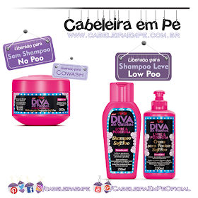 Linha Soft poo Diva de Cachos - Niely (Shampoo e Creme para Pentear Low Poo e Máscara liberada para No Poo e Cowash)