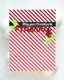 Sunny Studio Stamps: Merry Sentiments Holly Christmas Card by Vanessa Menhorn.