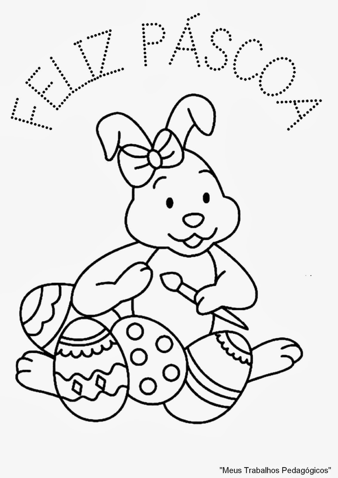 Desenhos para colorir coelho da páscoa. Atividades Jardim