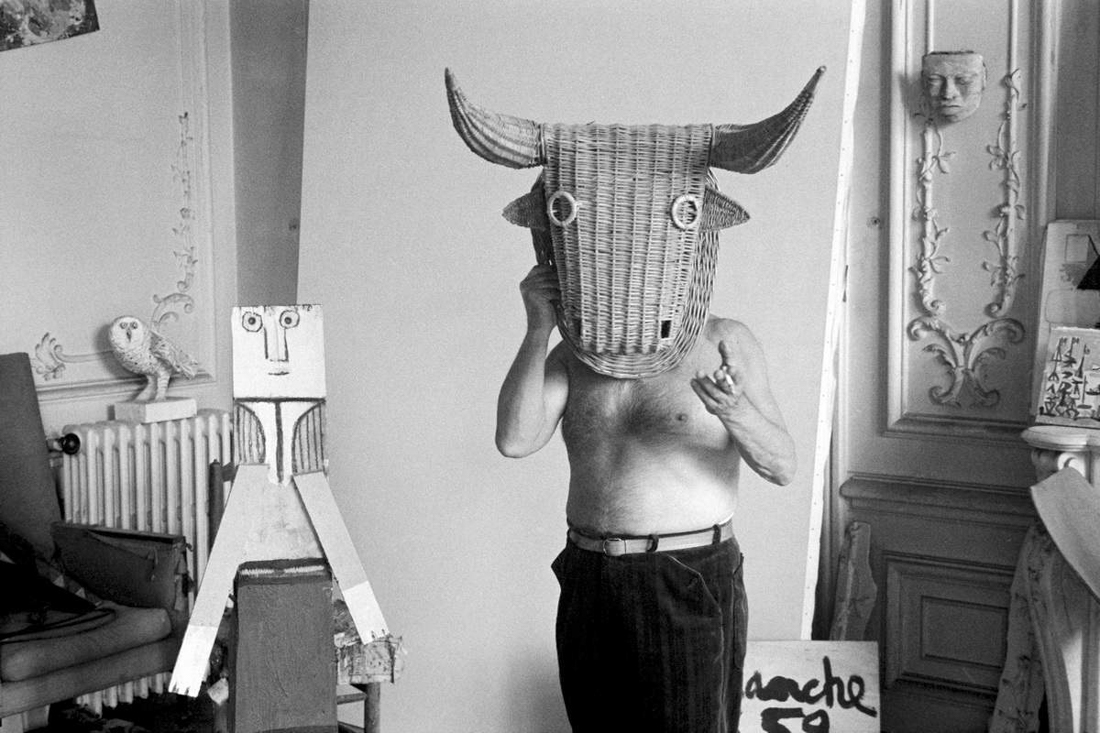 Pablo Picasso with Minotaur mask