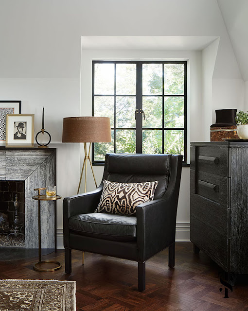 Bedroom with Classic Decor in French Tudor Renovation by Summer Thornton on Hello Lovely