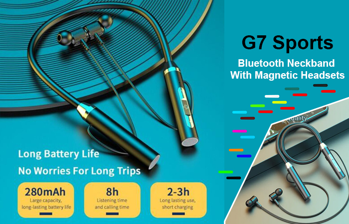 G7 Sports Bluetooth Neckband with Magnetic Headsets