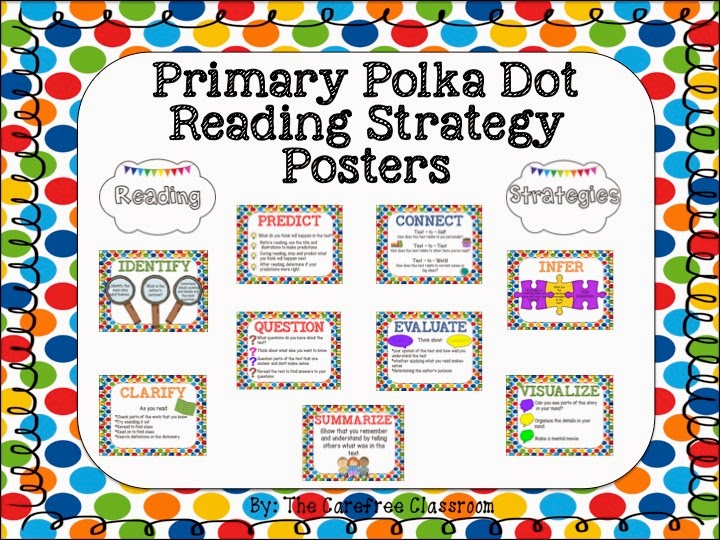 http://www.teacherspayteachers.com/Product/Primary-Polka-Dot-Reading-Strategy-Posters-1658920