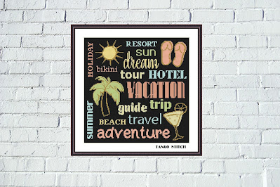 Vacation holiday sun dream beach cross stitch pattern