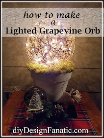 grapevine orb, lighted orb, christmas, christmas decoration, cottage, cottage style, farmhouse, diy, diyDesignFanatic.com