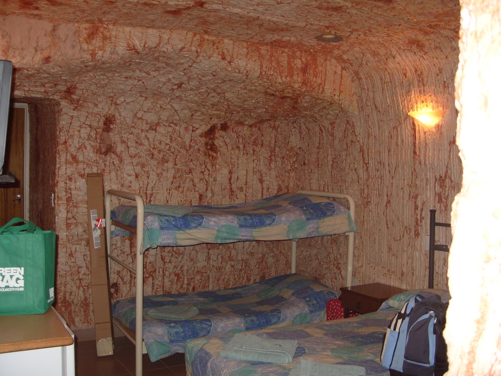 Our underground motel room.