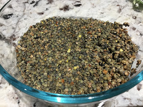 bowl of uncooked green lentils