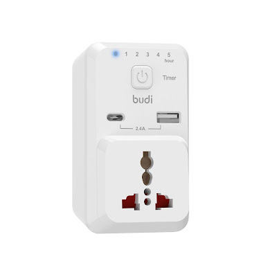 BUDI 3 PIN TIMER HOME CHARGER 12 WATT WITH TYPE-C CONNECTER M8J313U