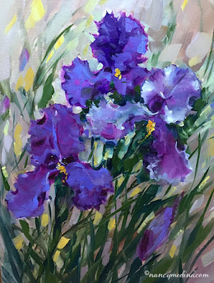 http://www.nancymedina.com/available-paintings/amethyst-ballet-iris-garden