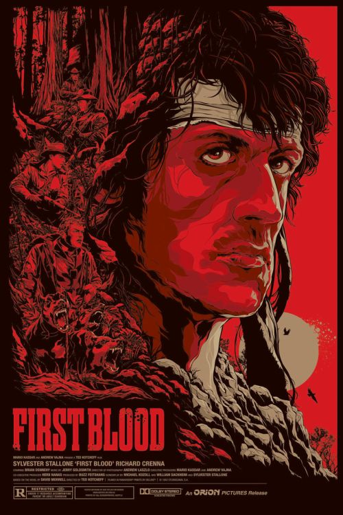 Ken Taylor ilustrações poster cartaz filmes silkscreen First Blood (Rambo - Programado Para Matar)