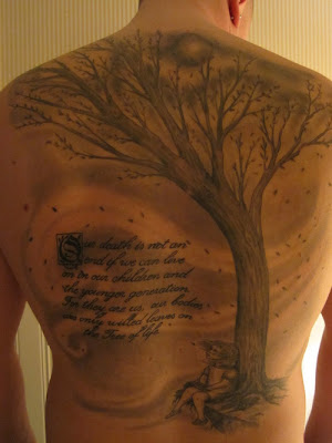 tree tattoo designs on back tattoos, back tattoos, lettering tattoo designs, lettering tattoos, tattoos for mens, tree tattoo designs, tree tattoos