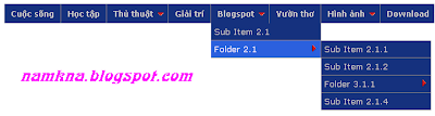 Cách tạo Drop Menu ngang xổ dọc xuống nhiều cấp liên tiếp cho blogspot