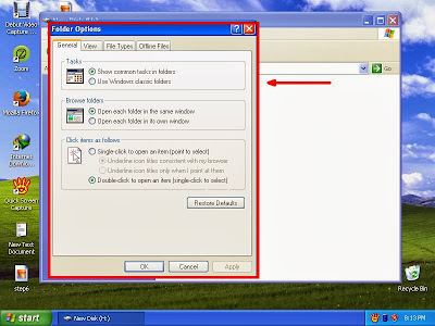 Learn how to disable show or don't show hidden files and folders in windowsXP step8