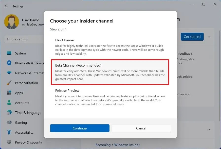 windows 11 enroll insider channel