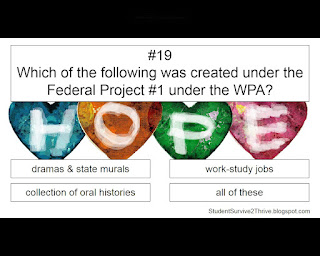 Which of the following was created under the Federal Project #1 under the WPA? Answer choices include: dramas & state murals, work-study jobs, collection of oral histories, all of these