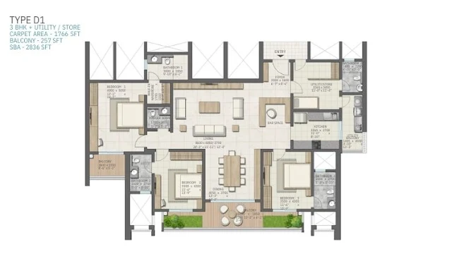 sobha aranya sector 80 floor plan